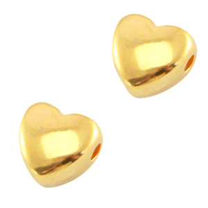 Perles en m&eacute;tal DQ c&oelig;ur Dor&eacute; (sans nickel)