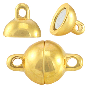 Fermoir aimant&eacute; en m&eacute;tal DQ boule 8mm dor&eacute; (sans nickel)
