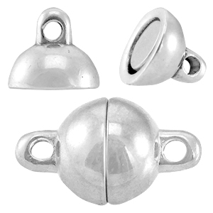 Fermoir aimant&eacute; en m&eacute;tal DQ boule 8mm argent&eacute; antique (sans nickel)
