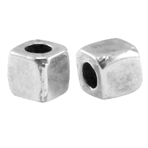 M&eacute;tal DQ tube carr&eacute; Argent&eacute; antique (sans nickel)