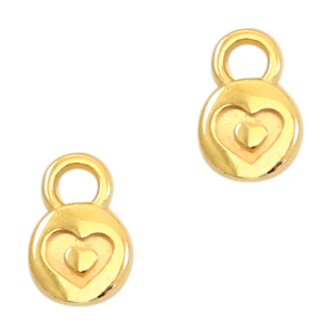 Breloques en m&eacute;tal DQ c&oelig;ur 6mm Dor&eacute; (sans nickel)