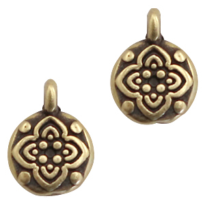 Breloques en m&eacute;tal DQ avec fleur Bronze antique (sans nickel)