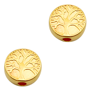 Perles en m&eacute;tal DQ disque arbre Dor&eacute; (sans nickel)