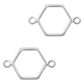 Breloques en m&eacute;tal DQ connecteur hexagone argent&eacute; antique (sans nickel)