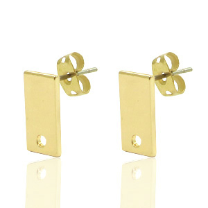 Appr&ecirc;ts en m&eacute;tal DQ puce d'oreille rectangulaire 6x12mm Dor&eacute; (sans nickel)