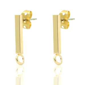 Appr&ecirc;ts en m&eacute;tal DQ puce d'oreille barre 14x2mm Dor&eacute; (sans nickel)