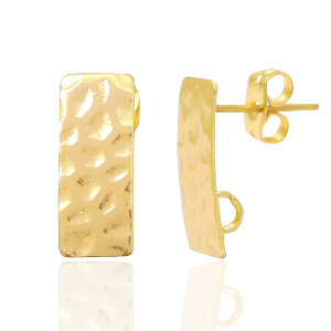 Appr&ecirc;ts en m&eacute;tal DQ puce d'oreille rectangle avec anneau Dor&eacute; (sans nickel)