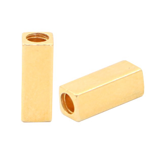 Perles en m&eacute;tal DQ tube rectangulaire Dor&eacute; (sans nickel)