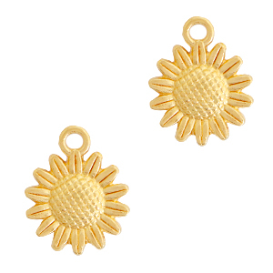 Breloques en m&eacute;tal DQ tournesol 15mm Dor&eacute; (sans nickel)