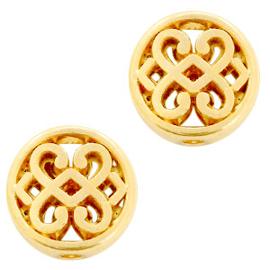 Perles en m&eacute;tal DQ fleur rond 11mm Dor&eacute; (sans nickel)