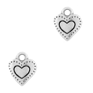 Breloques en m&eacute;tal DQ coeur Argent&eacute; antique (sans nickel)