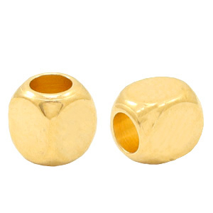 Perles en m&eacute;tal DQ cube 3mm Dor&eacute; (sans nickel)
