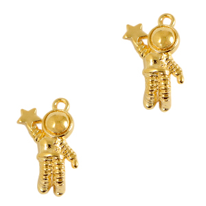 Breloques en m&eacute;tal DQ astronaute Dor&eacute; (sans nickel)