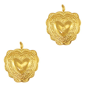 Breloques en m&eacute;tal DQ coeur Dor&eacute; (sans nickel)