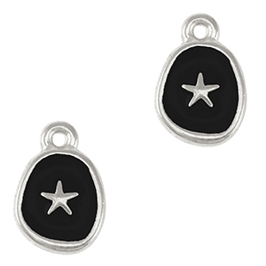 Breloques en m&eacute;tal DQ &eacute;toile de mer Argent&eacute; antique-noir (sans nickel)