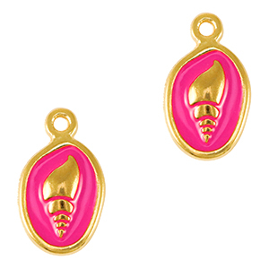 Breloques en m&eacute;tal DQ coquillage Dor&eacute;-rose fuchsia n&eacute;on (sans nickel)