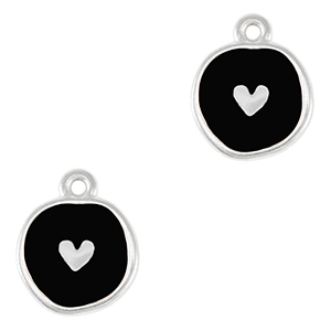 Breloques en m&eacute;tal DQ coeur Argent&eacute; antique-noir (sans nickel)