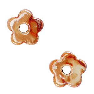 Perles en c&eacute;ramique DQ grecque fleur Orange