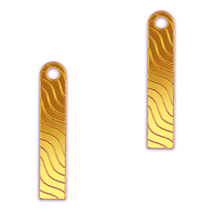 Pendentifs accroche-regard barre vague Jaune m&eacute;tallique