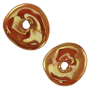 Perles en c&eacute;ramique DQ grecque donut Orange d'automne