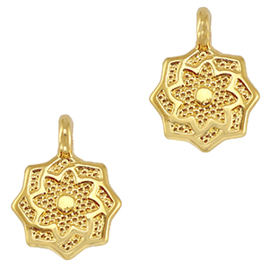Breloques en m&eacute;tal DQ fleur Dor&eacute; (sans nickel)