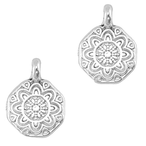 Breloques en m&eacute;tal DQ mandalas Argent&eacute; antique (sans nickel)