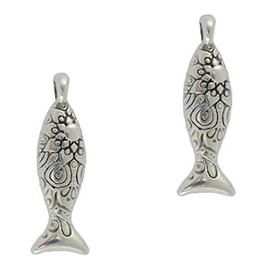 Breloques en m&eacute;tal DQ poisson Argent&eacute; antique (sans nickel)