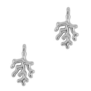 Breloques en m&eacute;tal DQ corail Argent&eacute; antique (sans nickel)