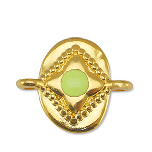 Breloques en m&eacute;tal DQ connecteur ovale Jaune citron-Dor&eacute; (sans nickel)