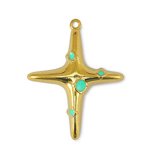 Breloques en m&eacute;tal DQ croix Veraman Bleu-Dor&eacute; (sans nickel)