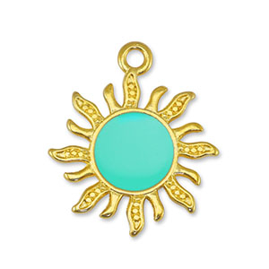 Breloques en m&eacute;tal DQ soleil Veraman Bleu-Dor&eacute; (sans nickel)