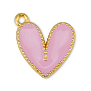 Breloques en m&eacute;tal DQ coeur Rose clair-Dor&eacute; (sans nickel)
