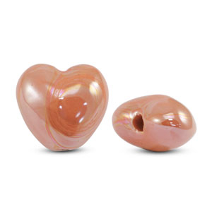 Perles en c&eacute;ramique DQ grecque coeur Orange