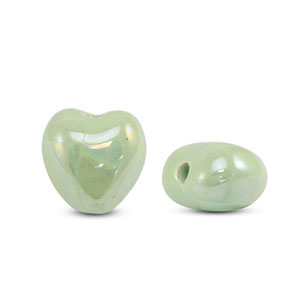 Perles en c&eacute;ramique DQ grecque coeur Vert clair