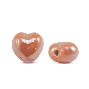 Perles en c&eacute;ramique DQ grecque coeur Orange