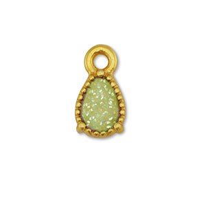 Breloques en m&eacute;tal DQ goutte Dor&eacute;-paillet&eacute; vert clair (sans nickel)