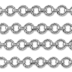 Appr&ecirc;ts en acier Inox cha&icirc;ne maille jaseron rond torsad&eacute; Argent&eacute;