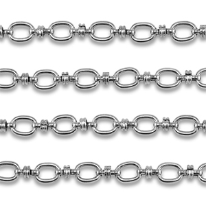 Appr&ecirc;ts en acier Inox cha&icirc;ne maille jaseron ovale Argent&eacute;