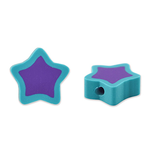 Perles en polym&egrave;re &eacute;toile Violet-bleu turquoise