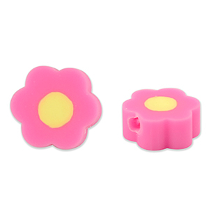 Perles en polym&egrave;re fleur Rose-jaune