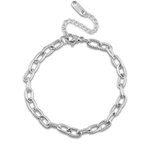 Bracelets en acier Inox cha&icirc;ne maille torsad&eacute; Argent&eacute;