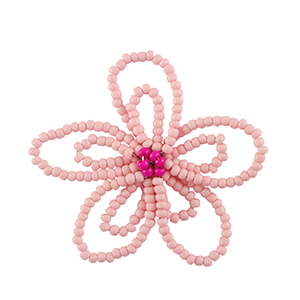 Breloques en acier Inox fleur rose clair