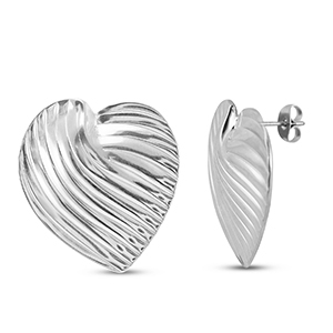 Boucles d'oreilles / puces d&rsquo;oreilles en acier Inox coeur Argent&eacute;
