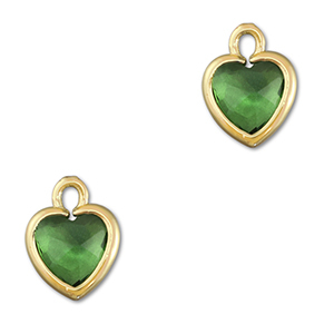 Pendentifs en verre Crystal glass coeur Vert-dor&eacute;
