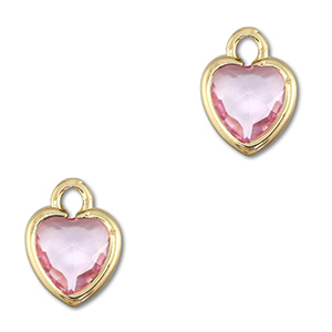 Pendentifs en verre Crystal glass coeur Rose clair-dor&eacute;
