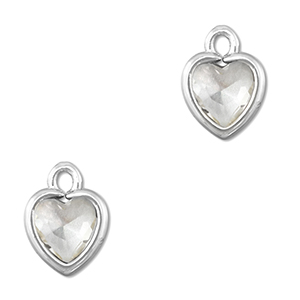 Pendentifs en verre Crystal glass coeur Transparent-argent&eacute;