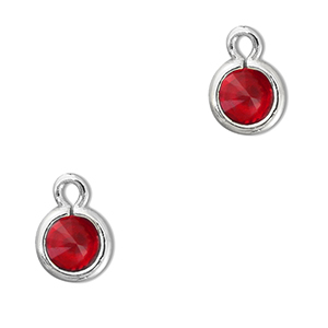 Pendentifs en verre Crystal glass rond Rouge-argent&eacute;