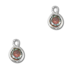 Pendentifs en verre Crystal glass rond Multicolore-argent&eacute;