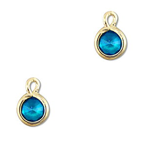 Pendentifs en verre Crystal glass rond Bleu-dor&eacute;