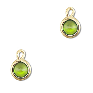 Pendentifs en verre Crystal glass rond Vert-dor&eacute;